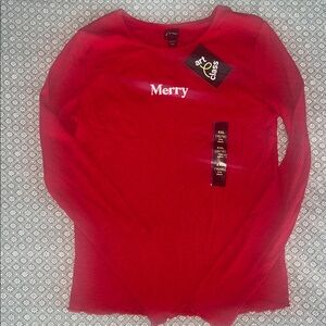 Art Class Festive Red Long Sleeve Top